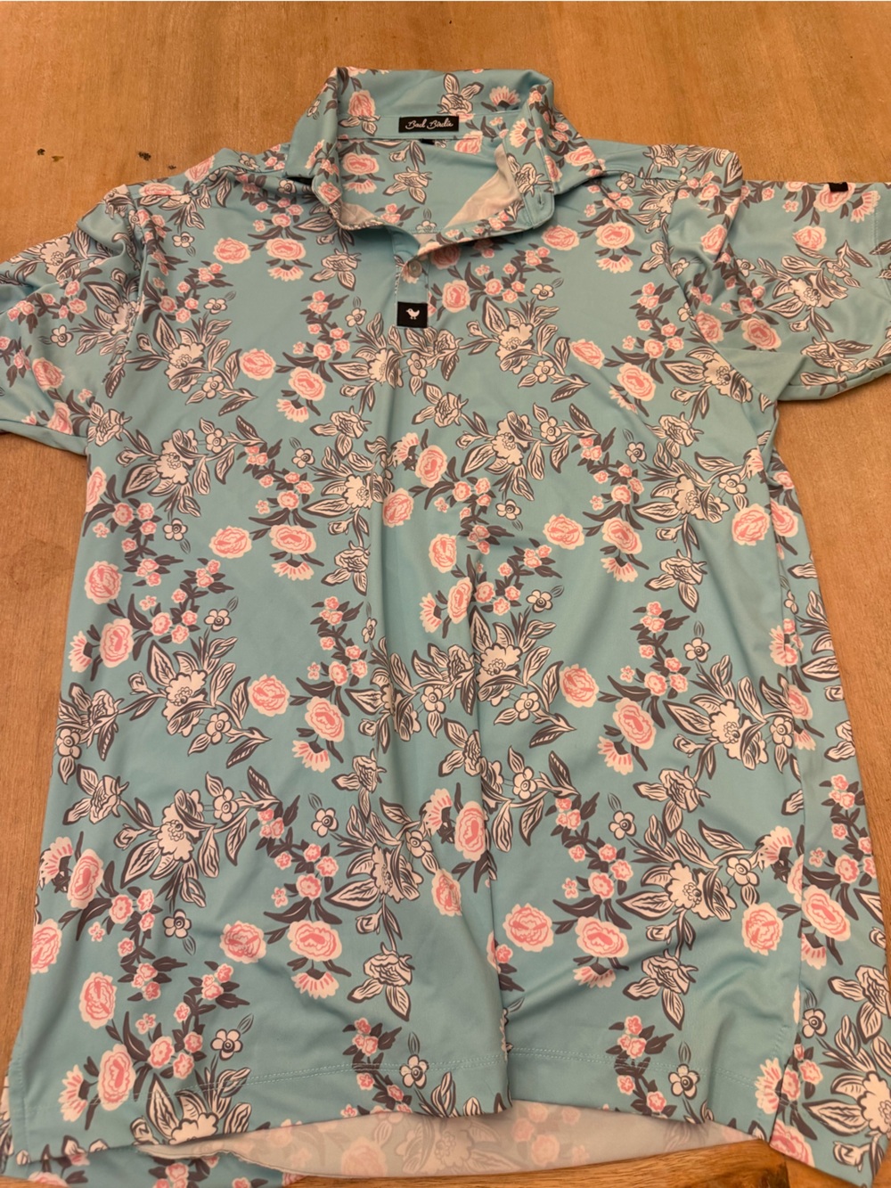 Bad Birdie Teal Polo with Pink Floral Print